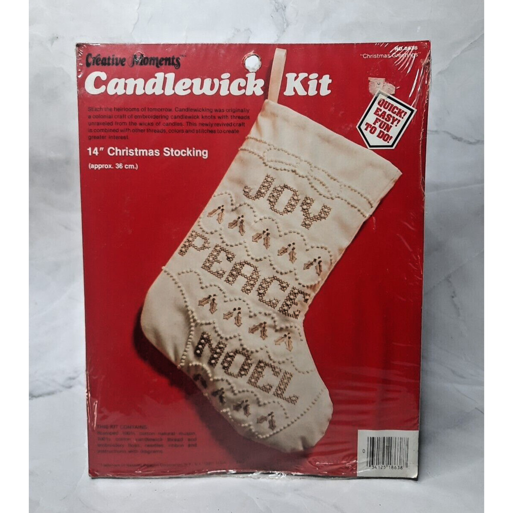 Vtg Paragon Creative Moments Candlewick Stocking Kit Christmas Greetings 8638